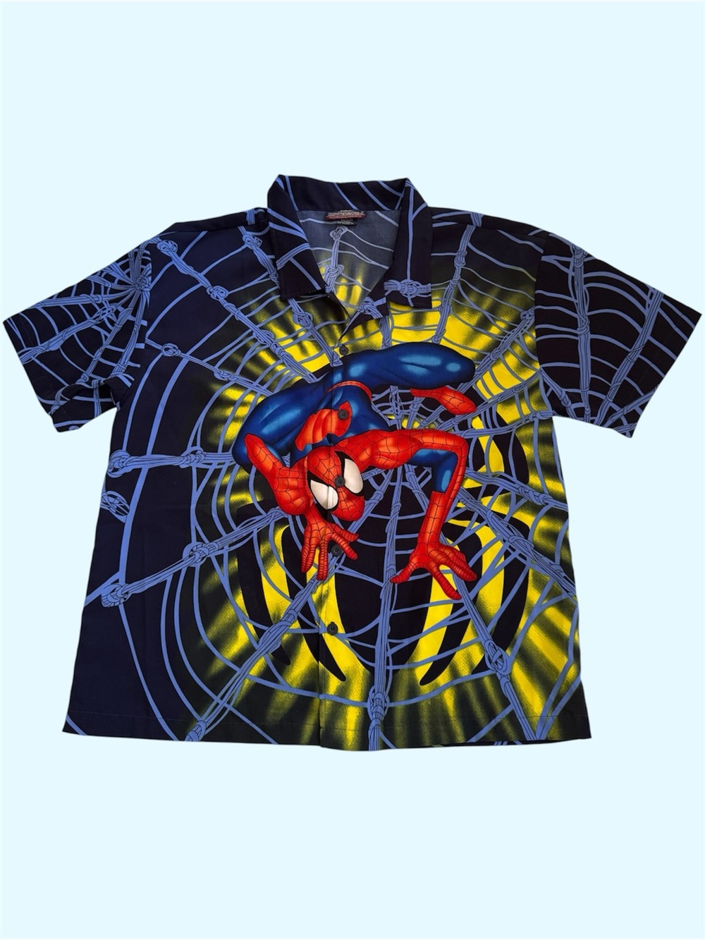 Vintage Y2K Marvel Spider-Man 2002 AOP Button Up Shirt Large